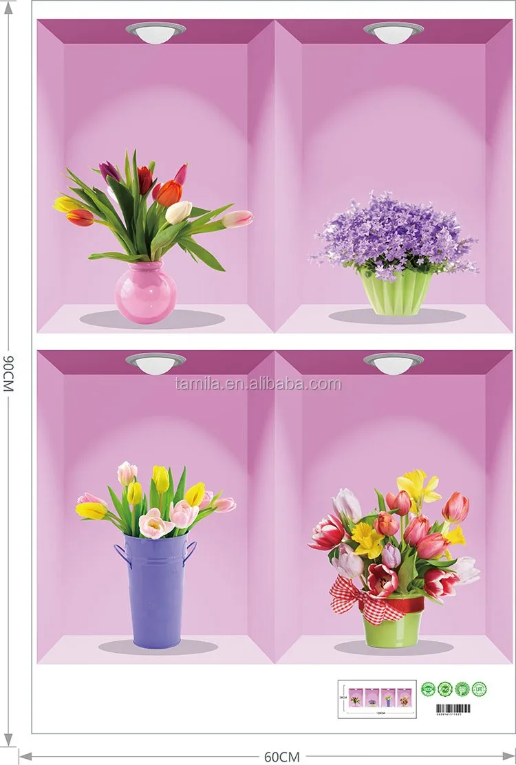 Vas Bunga Dinding Stiker 3d Floral Home Decor Kamar Tidur Ruang Tamu