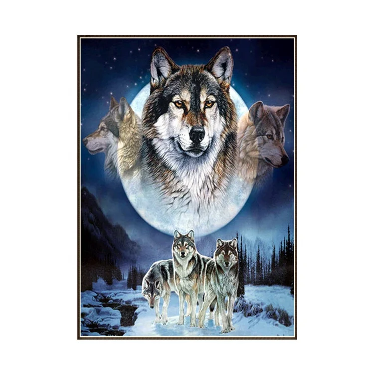 
All Diamond Round Diamond 5D DIY Animal Wolf Patternist Wall Decorative Diamond Painting 