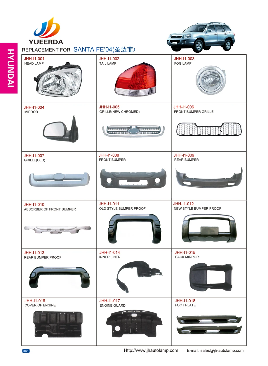 Juhao /yueerda Catalog Santa Fe 2004 2008 2013 Auto Body Parts For ...