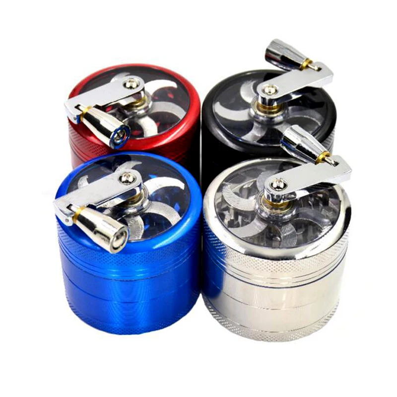 63mm Mix Color 4 Piece Metal Aluminium Alloy Herb Grinder Crank