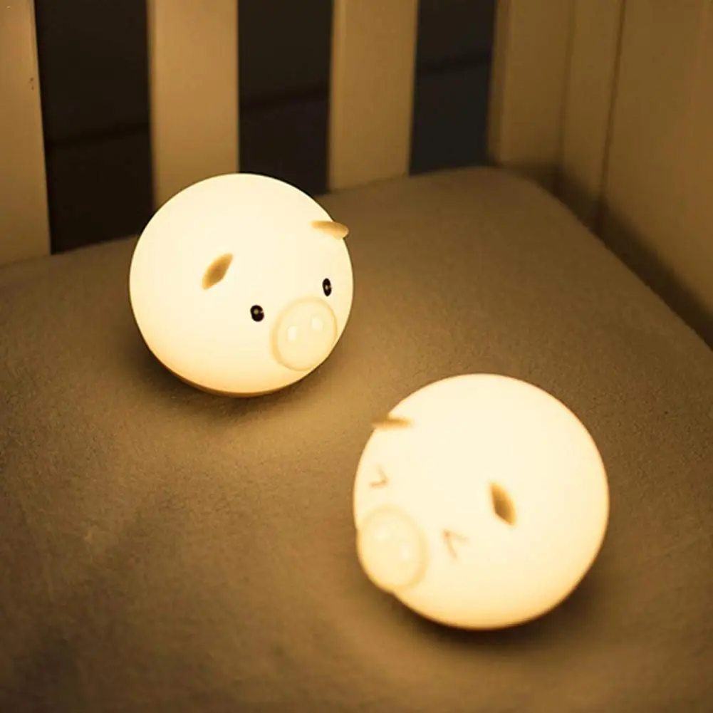 YARRAE  SILICONE  LED Nursery Night Lights for Kids, Cute Pig Silicone Baby Child Beside Lamp