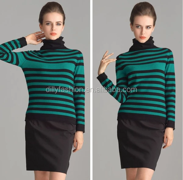 Heap Turtleneck Wool Cashmere Blended Red Black Striped Heap Turtleneck Wool Cashmere Blended Red Black Striped