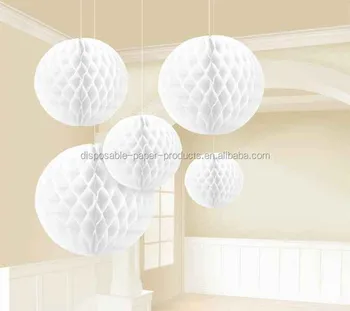 white paper ball hanging decoration