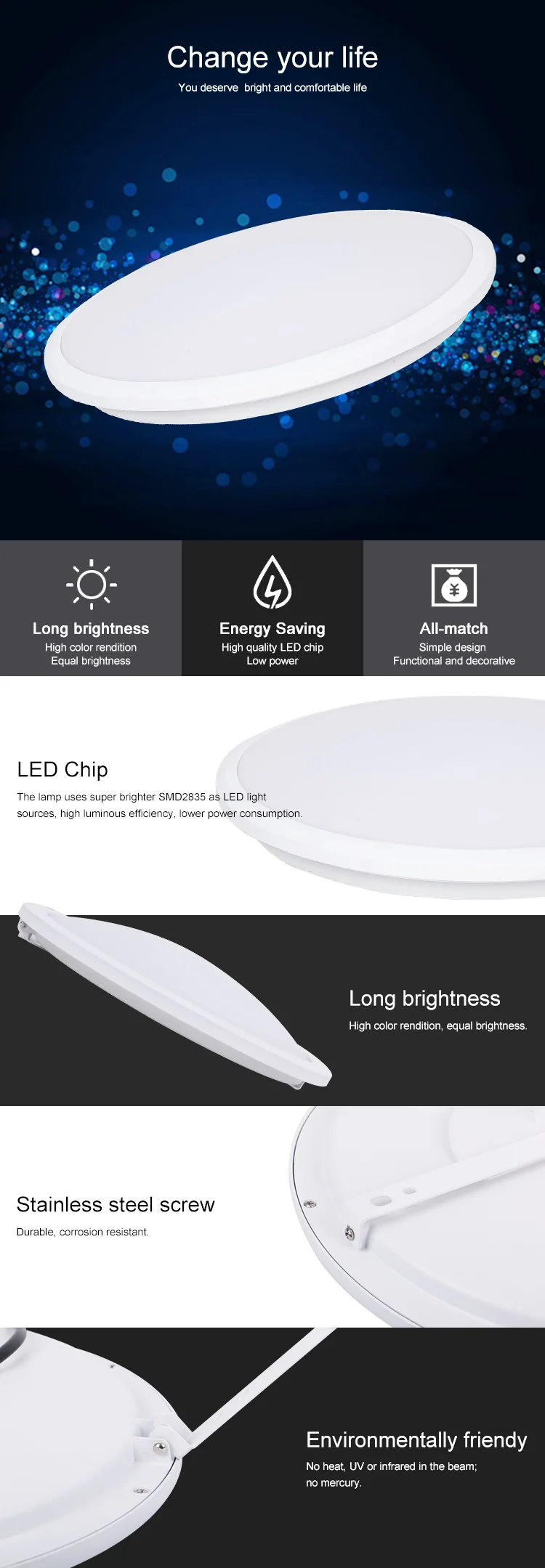 Coulin 20w Aluminum base+ PC cover fixture for ceiling light