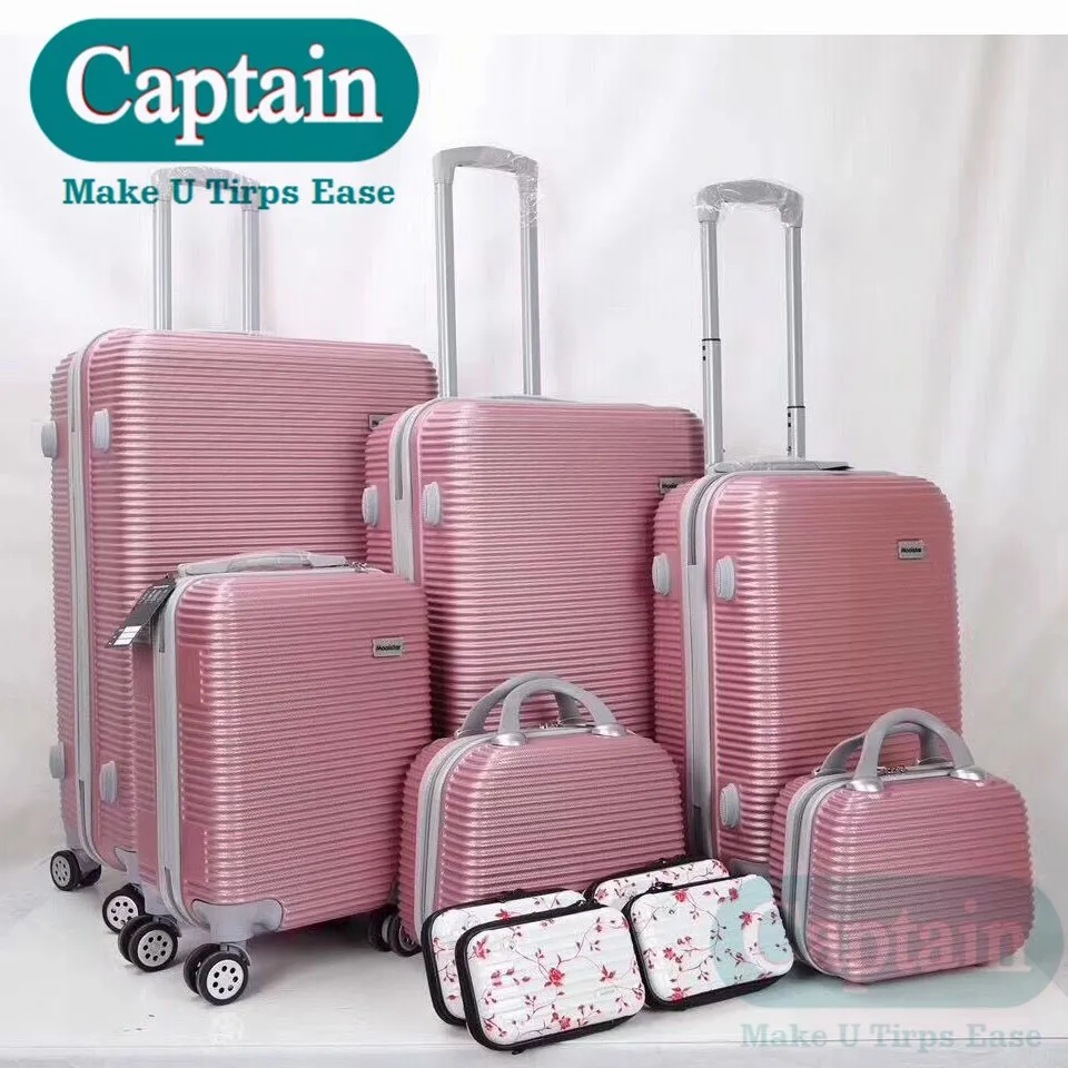 Dongguan Factory Wholesale Abs 6pcs Travel Luggage Set And 4 Makeup