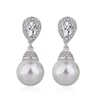 2018 Fashion Ruby Diamond Pearl Stud Earrings Jewelry Natural Pearl Silver Zircon Dorp Earring For Women Wholesale