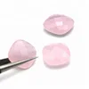Double Checker Cut Synthetic Pink Glass Stone