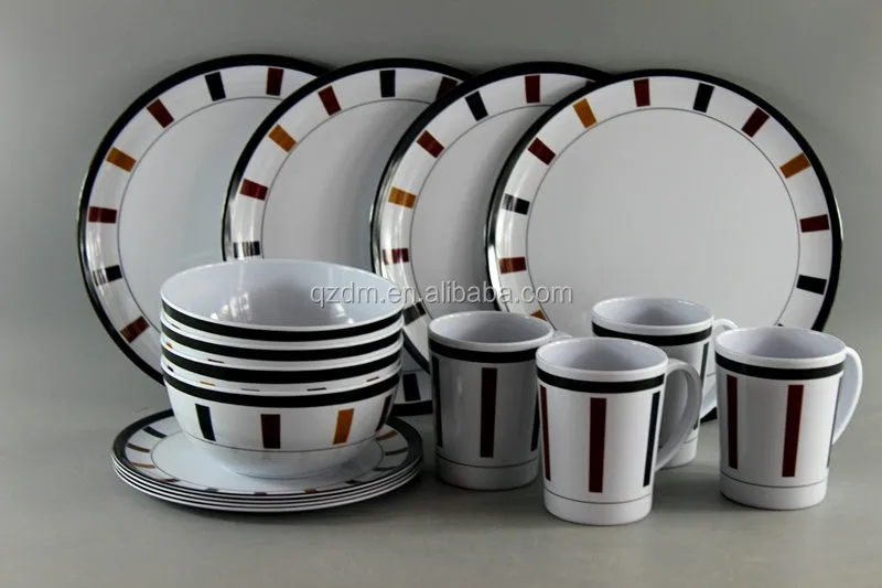 Modern Design Melamine Camping Dinner Set Plastic Picnic Tableware Set