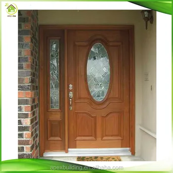 China Solid Wood Modern Exterior Front Doors With One Sidelight Solid Wood Modern Exterior Front Doors