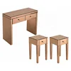 New design rose gold mirrored console table set with 2 drawers and beside tables