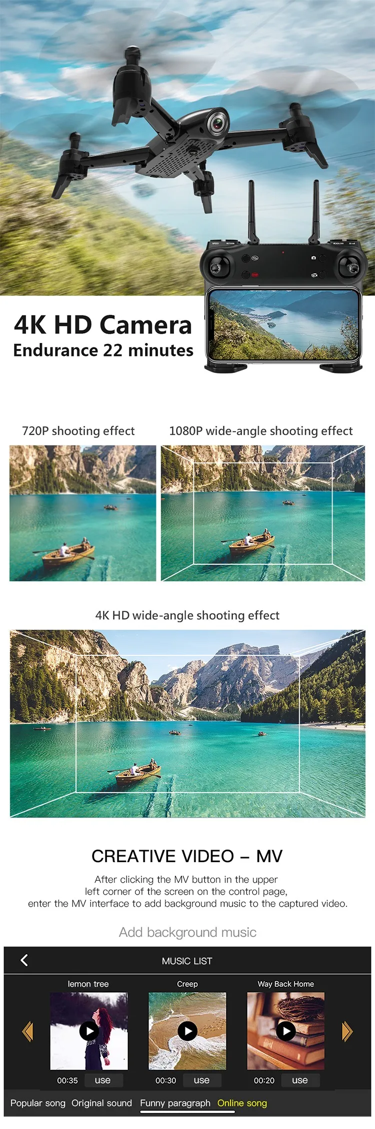 Sg-106 Wifi Camera Drone 4k Hd Camera Optical Flow Rc Quadcopter Drone