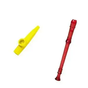 My First Recorder / Kazoo Pack -BPA FREE Red Translucent Recorder w/Yellow Kazoo