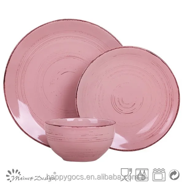 2015 new high quality light pink ceramic dinner set
