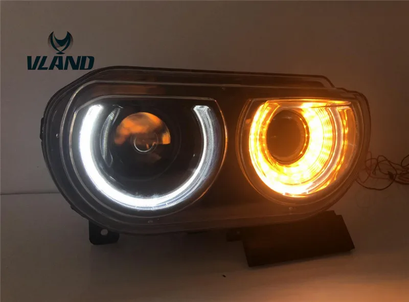 Vland manufacturer car accessory for Challenger car headlight for 2008-2014 for Challenger LED head lamp with moving turn signal