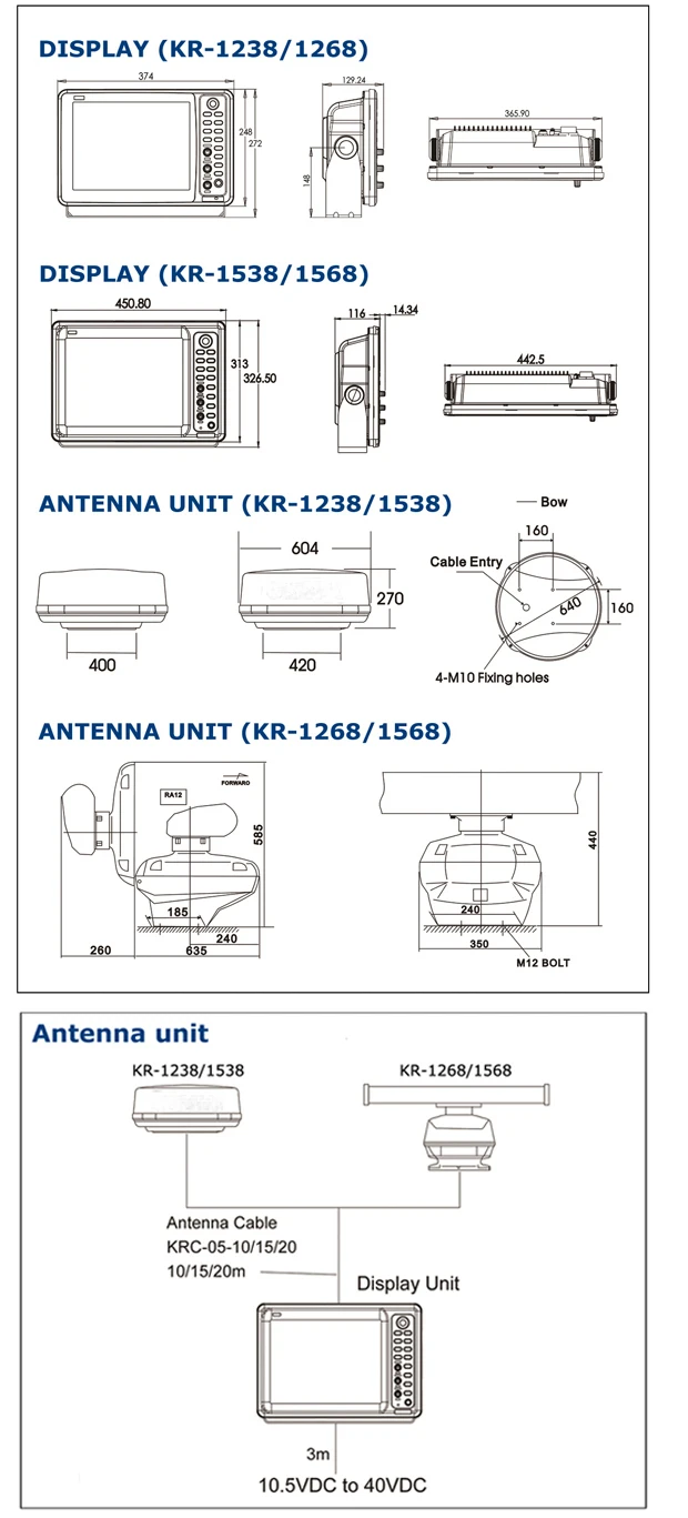 12 inch Color LCD Marine Radar Detection Device