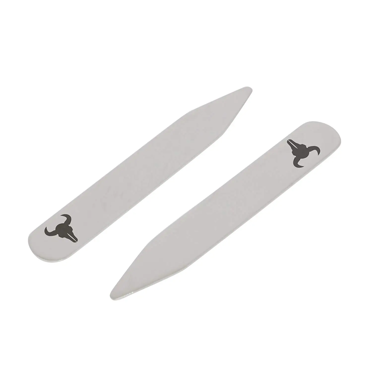 MODERN GOODS SHOP Stainless Steel Collar Stays With Laser Engraved Flame Design Made In USA 2.5 Inch Metal Collar Stiffeners