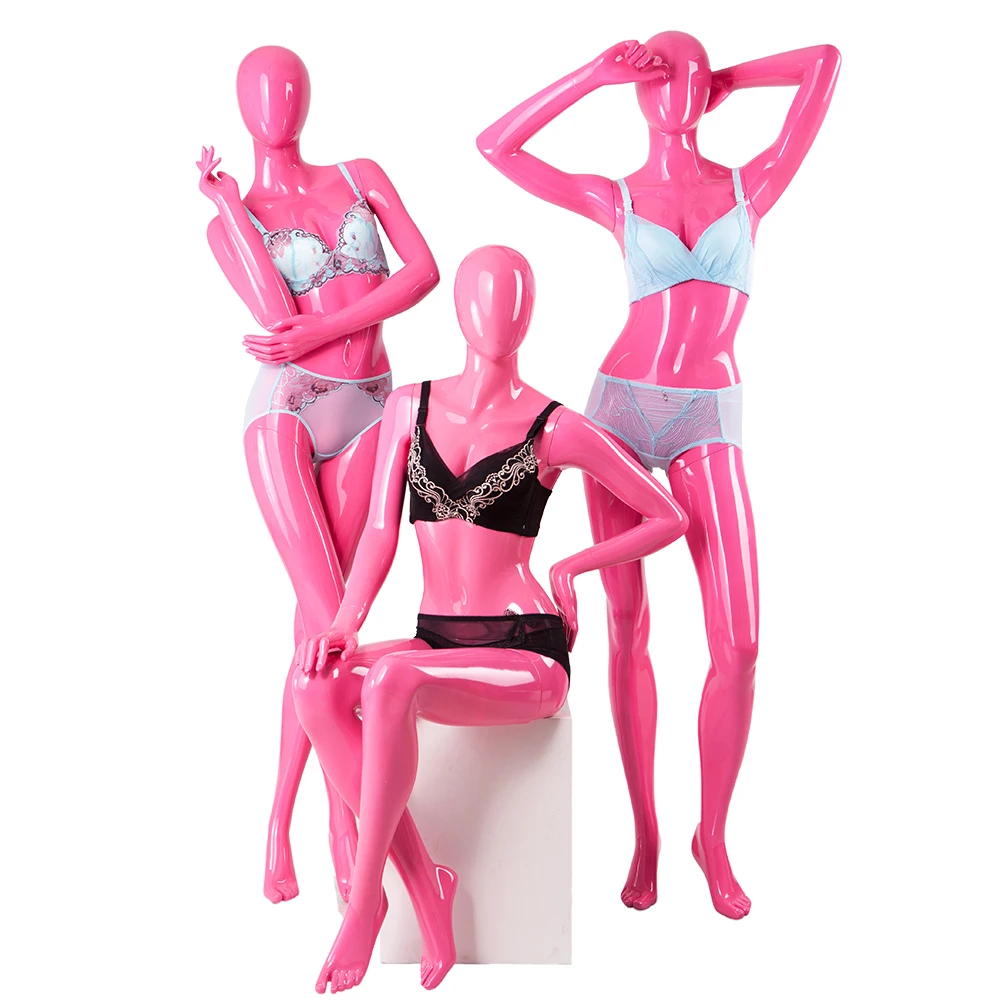 Sitting Full Body Mannequin Female Pink Color Nude Underwear Mannequins