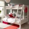 high quality bunk bed white solid wooden triple sleeper split into single&double bed