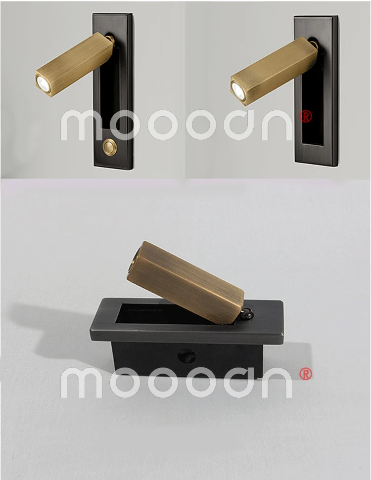 Modern recessed bracket fixture boundary Indoor adjustable Spot LED wall light with switch