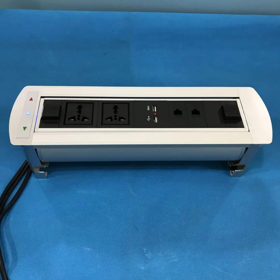 Universal Power Plug Conference Table Top Mounted Motorized Electric