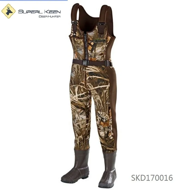 Outdoor Hunting Camo Neoprene Chest Wader Waterproof Wader With Zipper