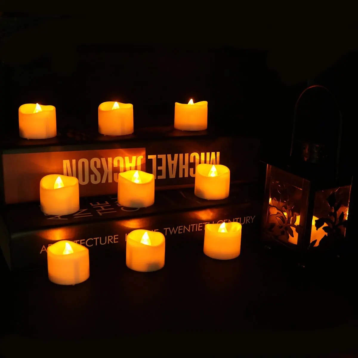 Flameless Battery Operated Tealights with Timer with Decor Rose Petals 6 Hrs on 18 Hrs Off Youngerbaby 24pcs Warm White Flickering Timing Function LED Tea Light Candles for Wedding Christmas Party