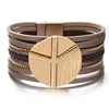 Women Bangle Alloy Charms Gold & Slivery Round Elegant Pendant Female Bracelets with Plane Patterns Multilayer Warp Bangles