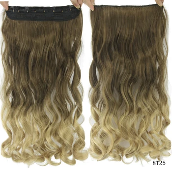 Curly Black Brown Ombre Synthetic Hair Clip In Hair Extension