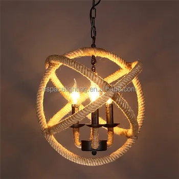 Woven Hemp Rope Lamps Modern Loft Vintage Bamboo Wooden Woven Hemp Rope Lamps Modern