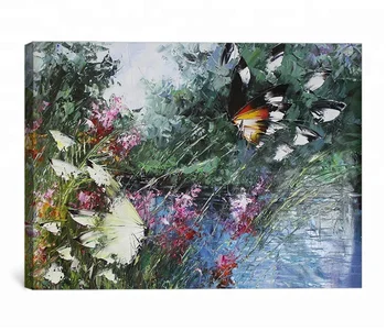 Home Decor Modern Acrylic Painting Butterfly And Flowers - Buy Modern