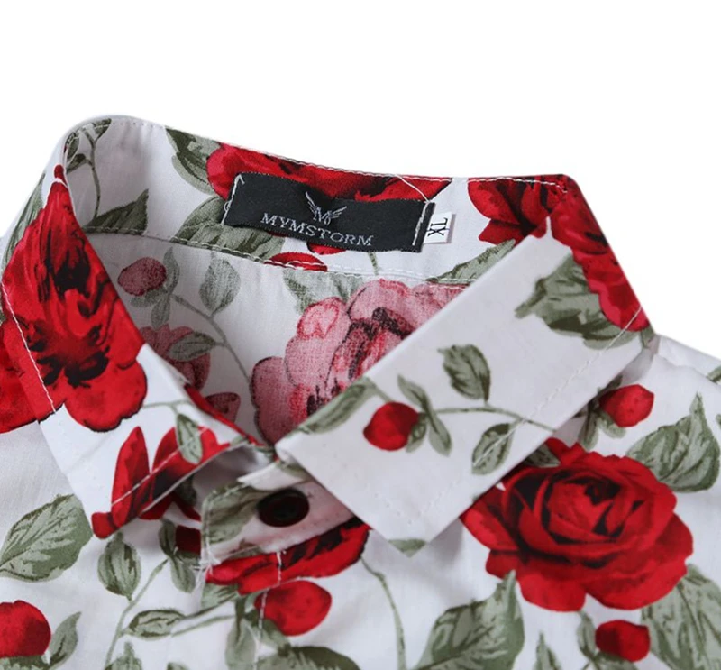 A3898 Camisas Blancas Para Hombre Con Estampado De Rosas A3898 Camisas Blancas Para Hombre Con Estampado De Rosas