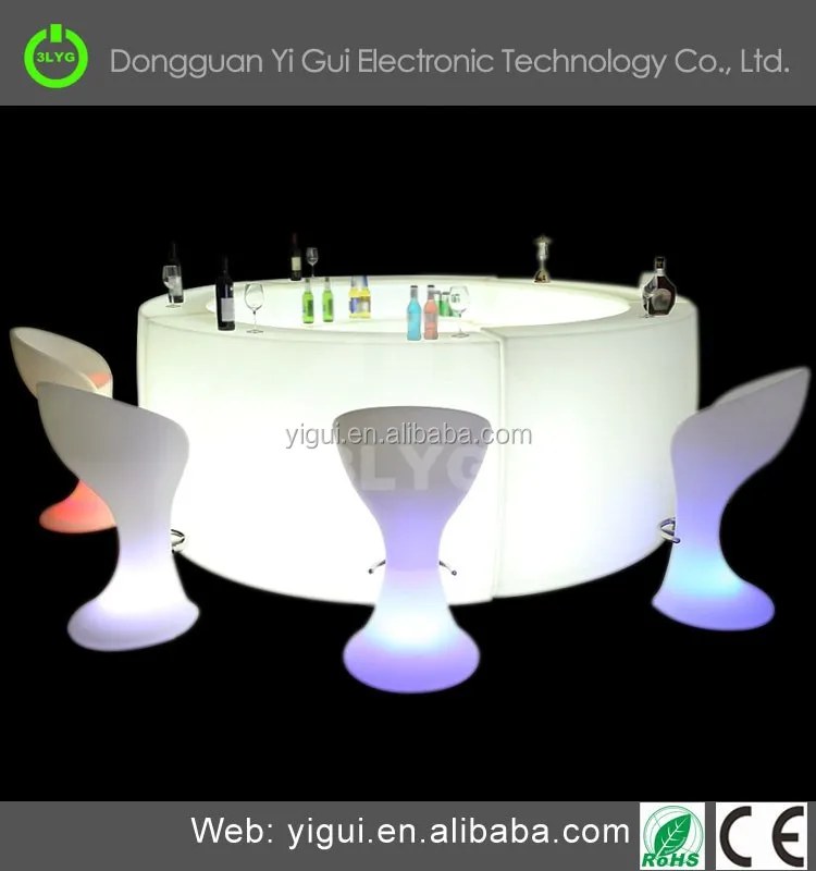 High quality waterproof led furniture , colourful change with Certificate LED cocktail table and chairs