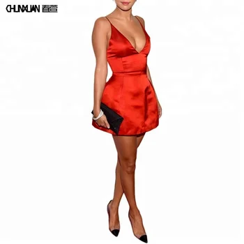 red satin dress mini