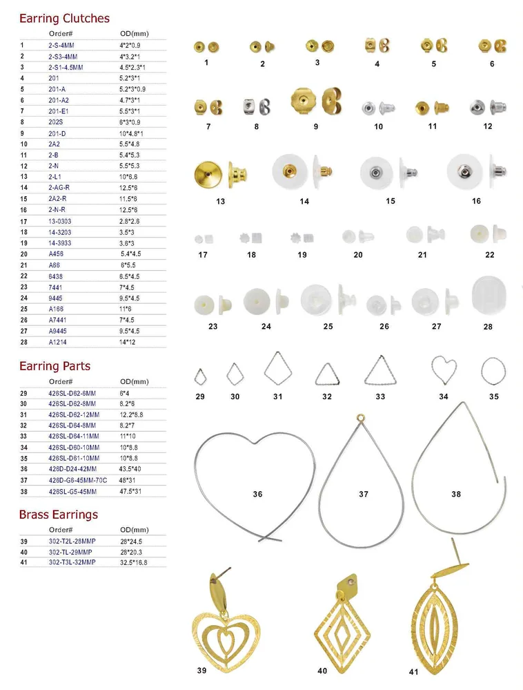 Gold Plated Post Earring Studs Findings With Half Ball & Closed Loop