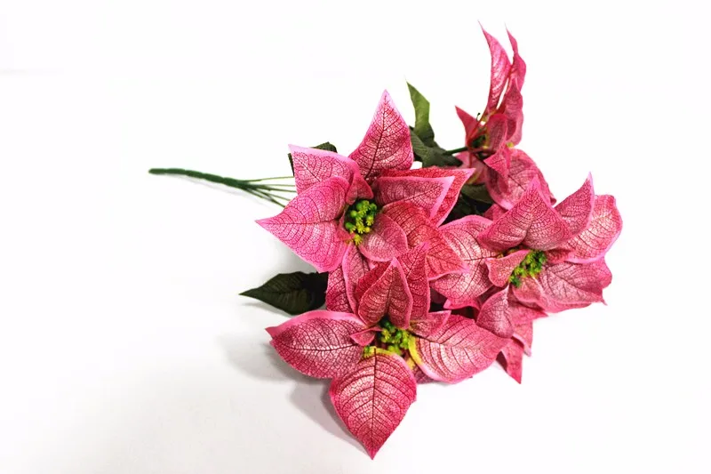 2020 Hot Style Ornaments Artificial Indoor Christmas Poinsettia Silk