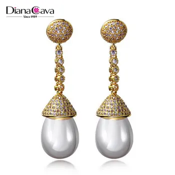 Deluxe 18k Gold Jewelry Earring Wedding Party Cz Pearl Drop Earrings Designs Product On Deluxe 18k Gold Jewelry Earring Wedding Party Cz Pearl Drop Earrings Designs Product On