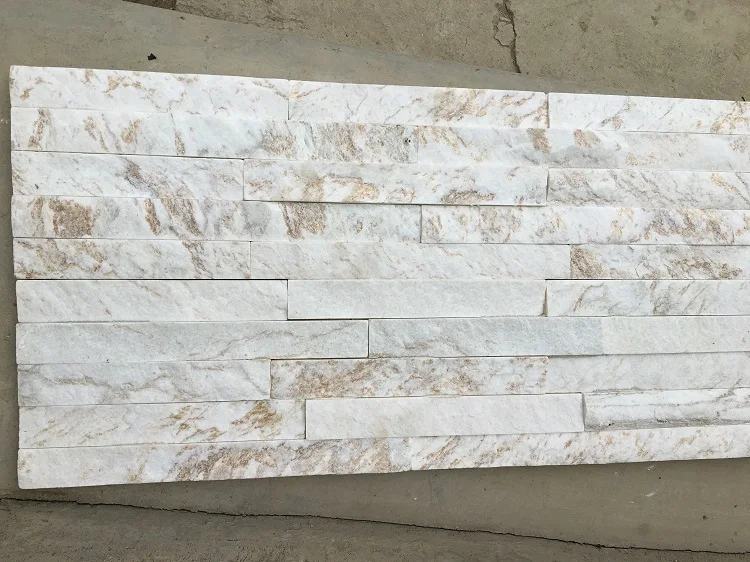 Chinese natural snow white marble flat ledgestoe culture stone wall cladding panels