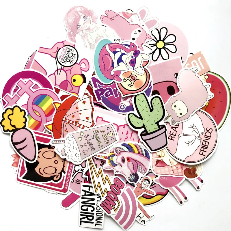 130pcs Pink Sticker Bomb Pack Vinyl Pop Cute Stickers For Laptop ...