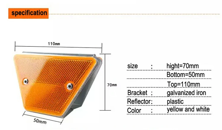 Yellow and white reflective road trapezoidal contours guardrail Delineator for traffic safety