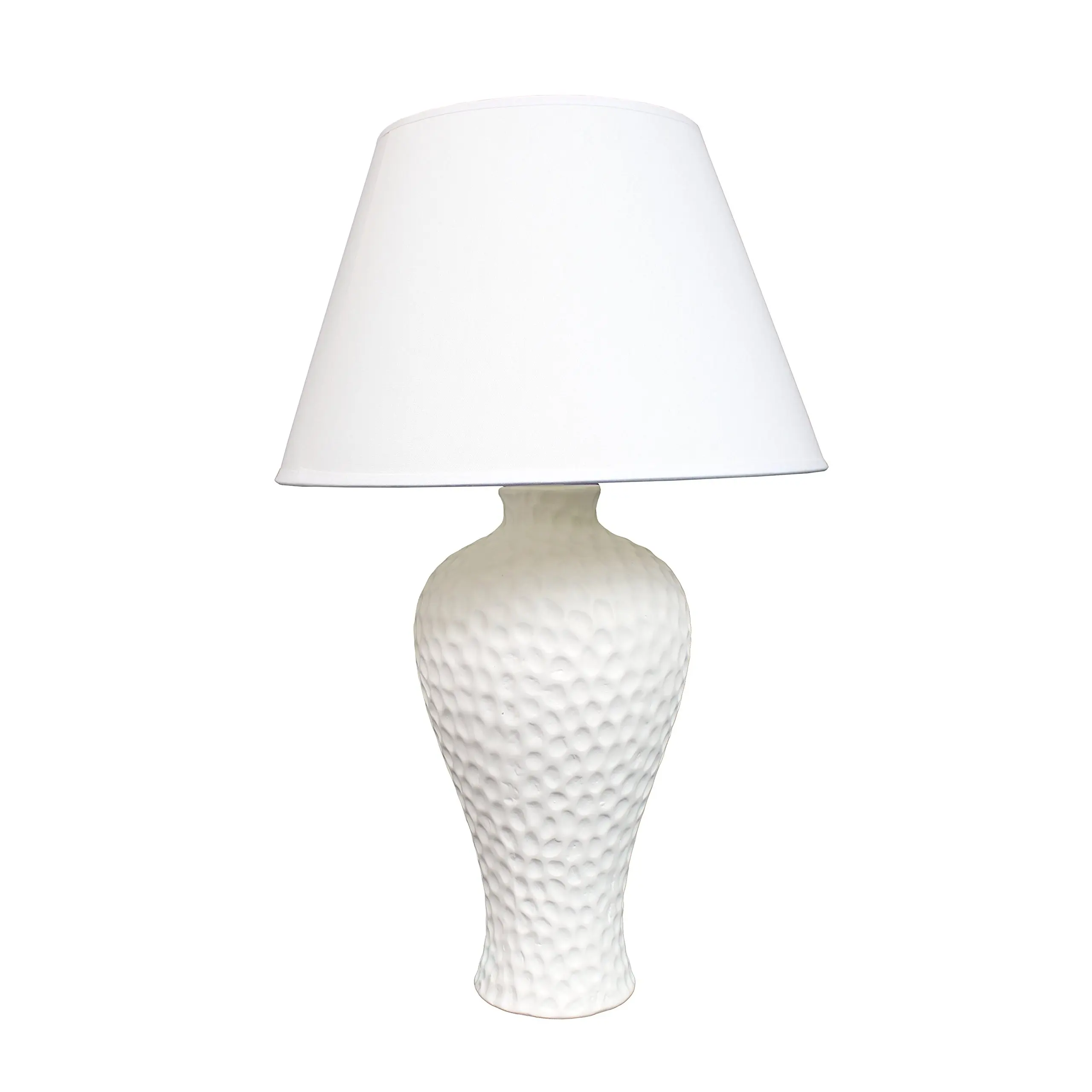 Simple Designs LT2004-WHT Texturized Curvy Ceramic Table Lamp, White