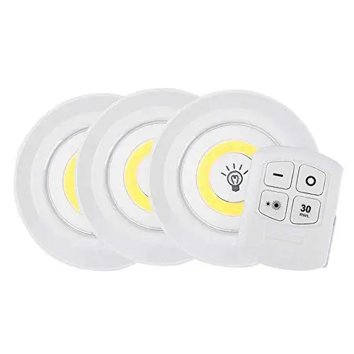 3 Pack wireless LED with Infrared Remote Controller cob puck light