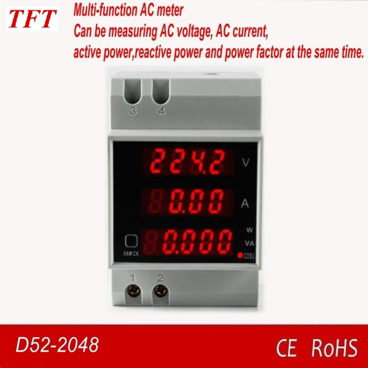 Digital Medidor de Voltaje Corriente Potencia Voltímetro Amperímetro AC 80-300V