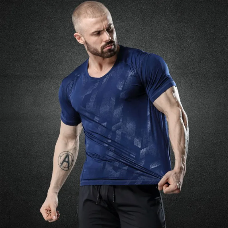 Plus Size Sports Quick Dry Breathable Round Neck Men Outdoor Fitness