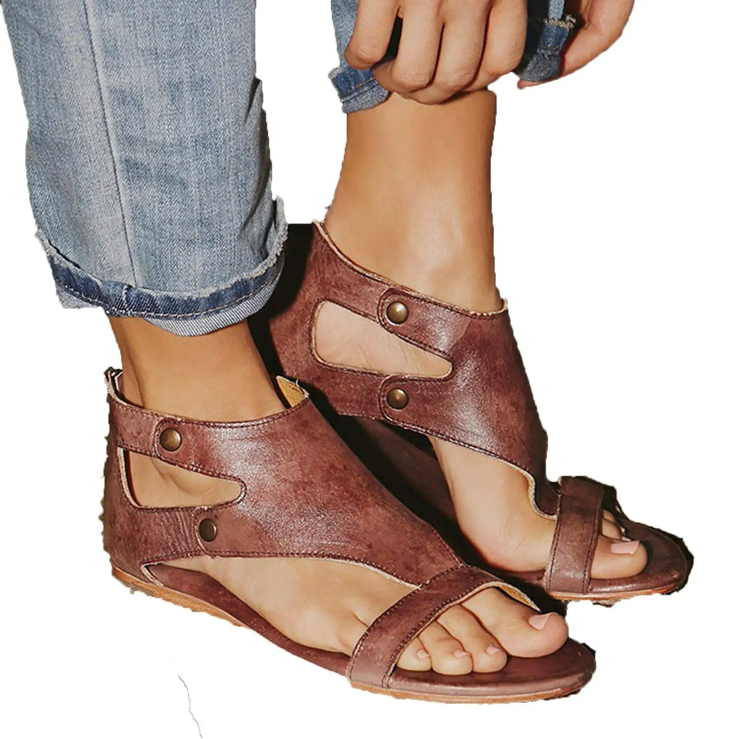 womens flat sandals size 12