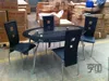 Modern dubai black PVC tempered glass dining table dining chair