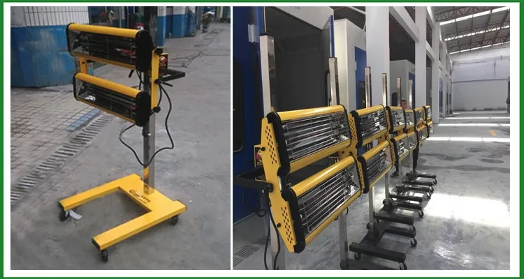 Infrared heat lamp for auto body