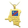 2018 New Design 24 Inches Copper Alloy Chain Enamel Congo Flag Map Pendant Hip Hop Necklace