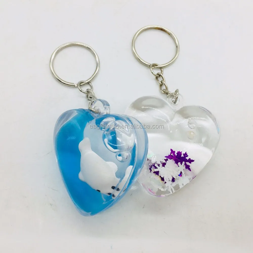 Floater Fluid Crystal Heart Shape Keychain With Liquid Inside Acrylic ...