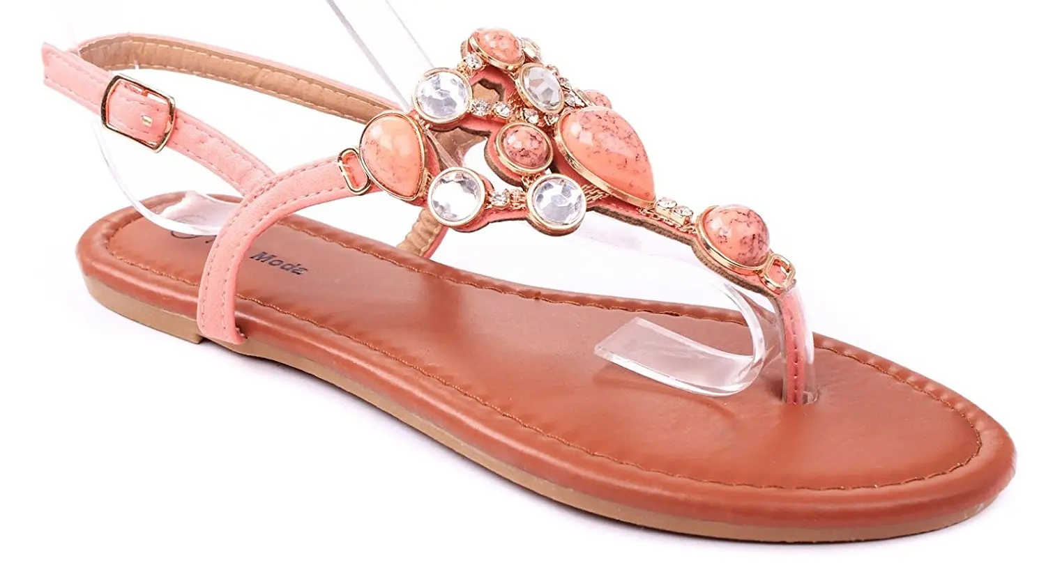 Cambridge Select Women's Slip-On Crystal Rhinestone T-Strap Jewel Teardrop Cutout Thong Flat Sandal 