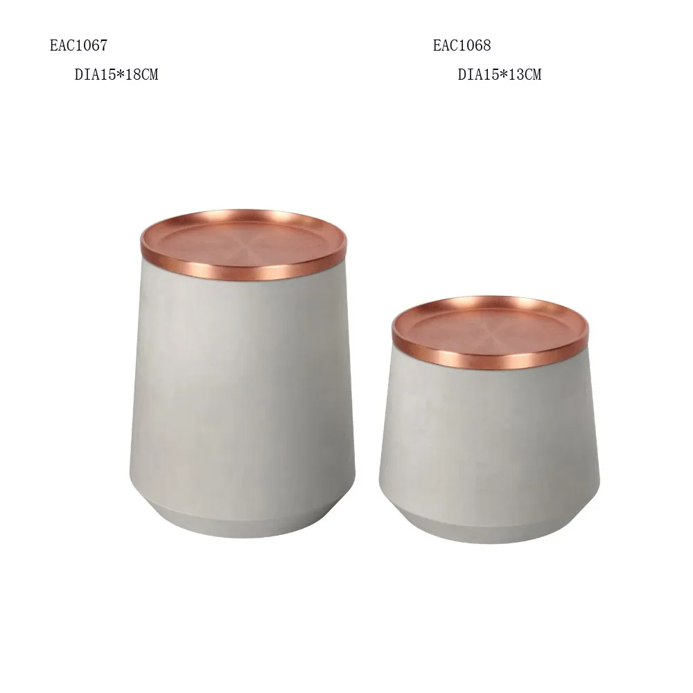 Concrete Candle Cup With Copper Lid / Wooden Lid - Buy Cup 